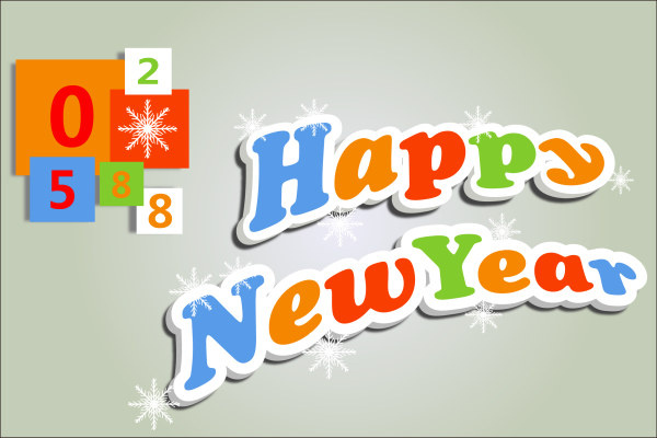 şirin 3d mutlu yeni yıl metin tasarlamak vektör