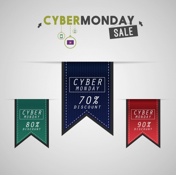 Cyber понедельник продажа плакат кожаные ленты орнамента