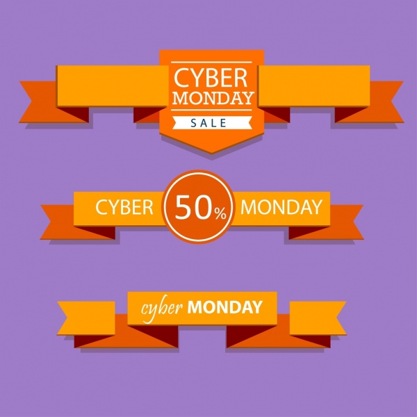 nastro di Cyber lunedì vendite imposta arancione di origami 3d
