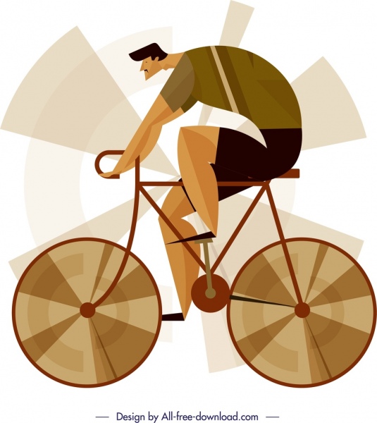 ciclista ícone clássico colorido projeto dos desenhos animados do esboço