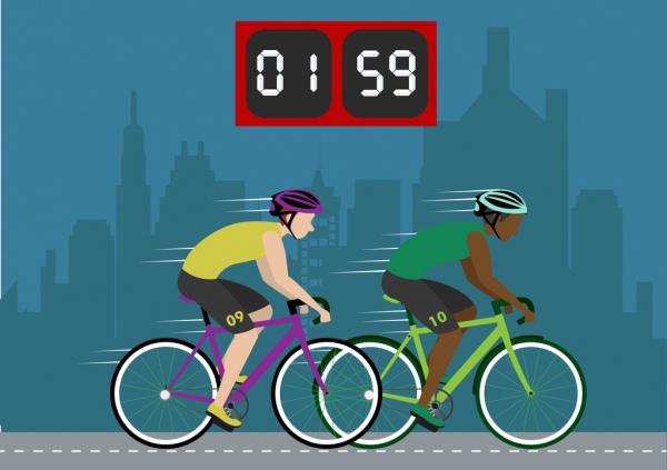 bisikletçiler rekabet arka plan otomatik saat dekor erkek simgeler