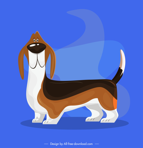 retrato falado do bonito dos desenhos animados ícone cachorro bassê