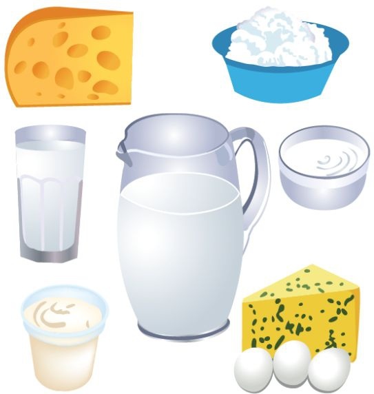 iconos 3d de elementos de diseño de alimentos lácteos