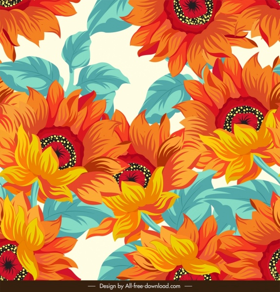 Daisy pola warna-warni dekorasi klasik