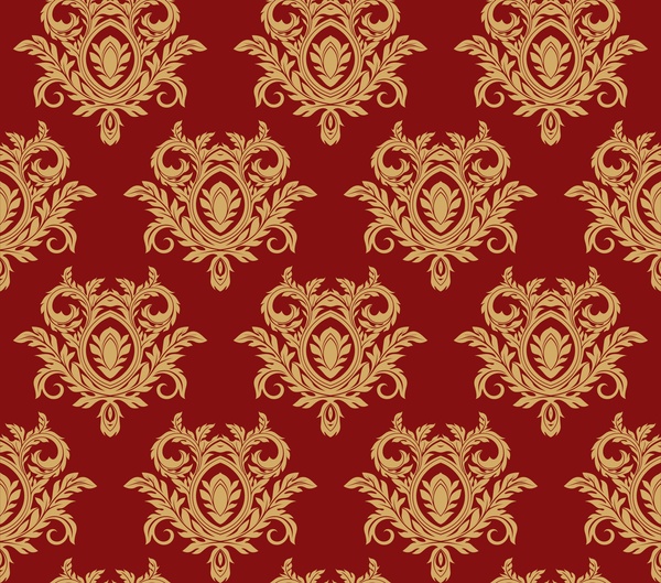 ダマスク織花の背景のベクトル