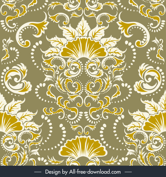 damasco patrón elegante diseño simétrico de la decoración tradicional de la flor
