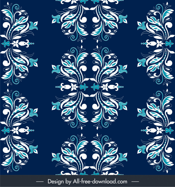 damask patrón plano clásico simétrico repitiendo boceto floral