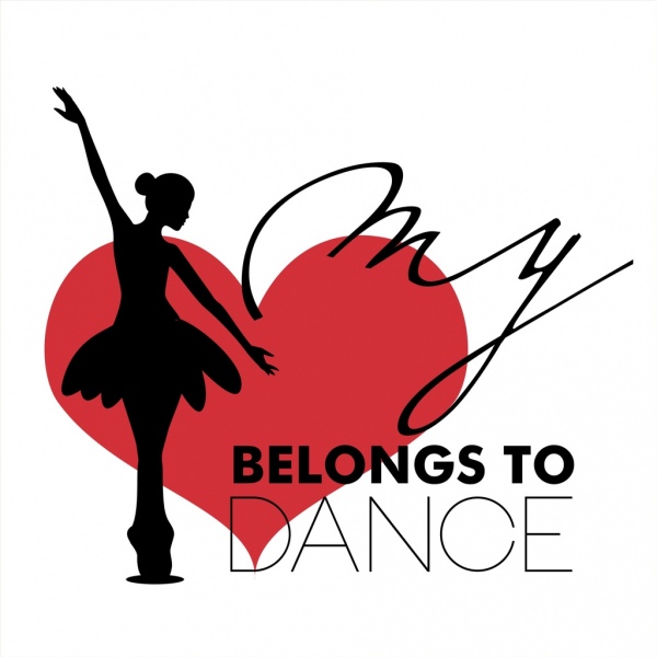 dança passatempo cartaz dançarino feminino silhueta ícone de um coração