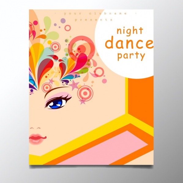 Tari Partai poster wanita potret dekorasi warna-warni swirls lingkaran
