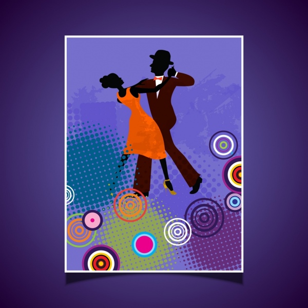 latar belakang menari penari siluet warna-warni lingkaran ornamen