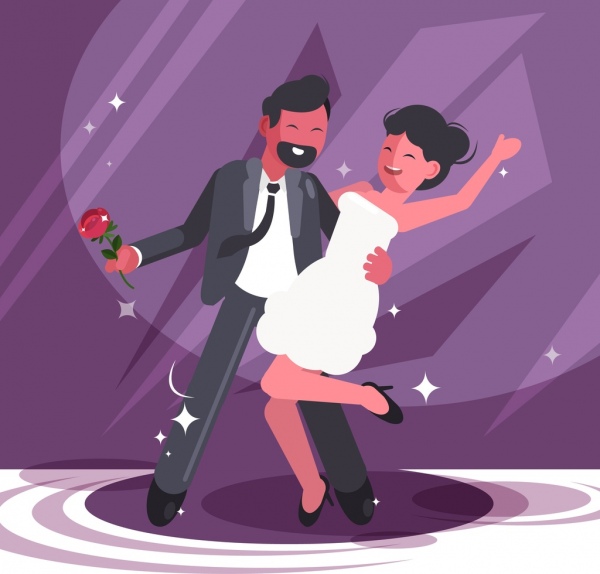 Dancing Background Happy Couple Icon Cartoon Design-vector Christmas-free  Vector Free Download