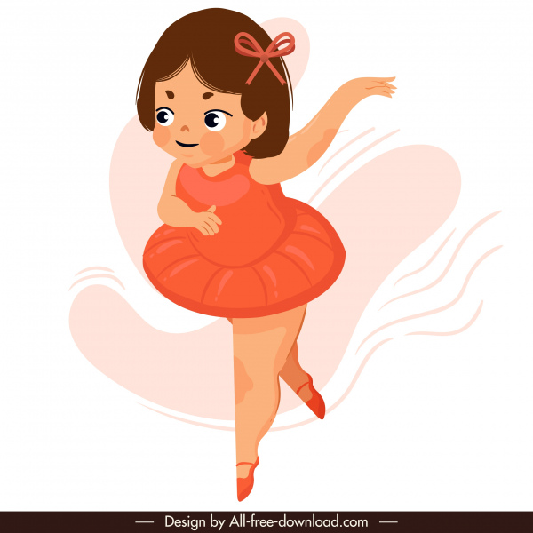 caractère mignon de dessin animé d'icône de ballerine de danse