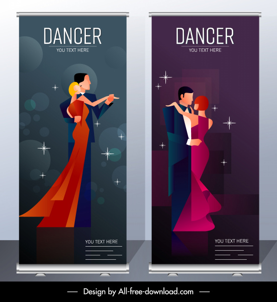 poster menari dekorasi berkilau sketsa pasangan elegan