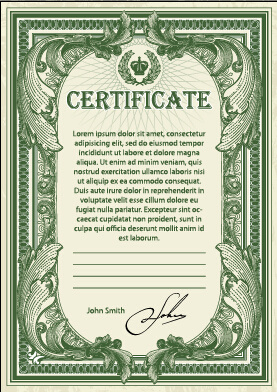 vektor template sertifikat hijau gelap