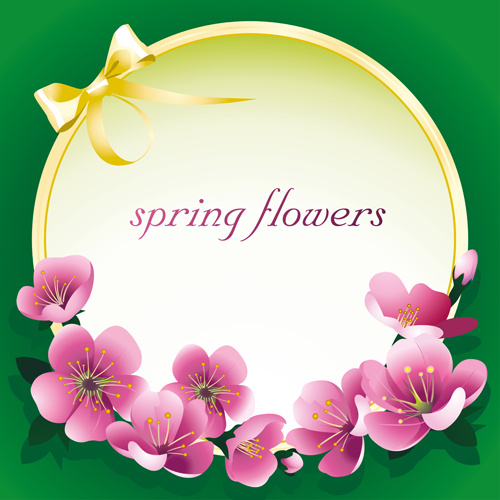 Primavera de flor-de-rosa escuro fundo vector conjunto