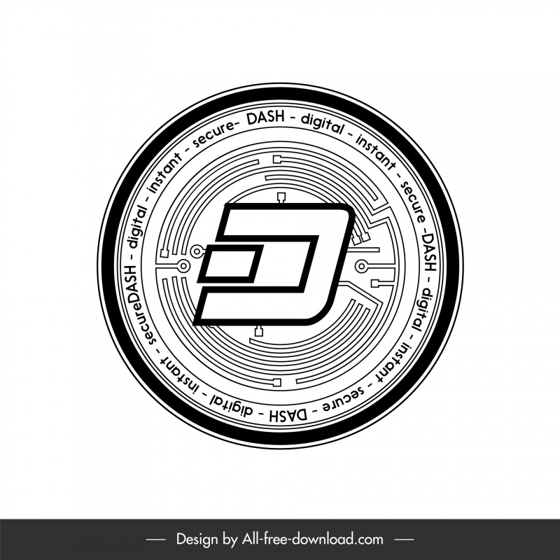Dash Silver Coins Signo Negro Blanco Texto Forma redonda Contorno