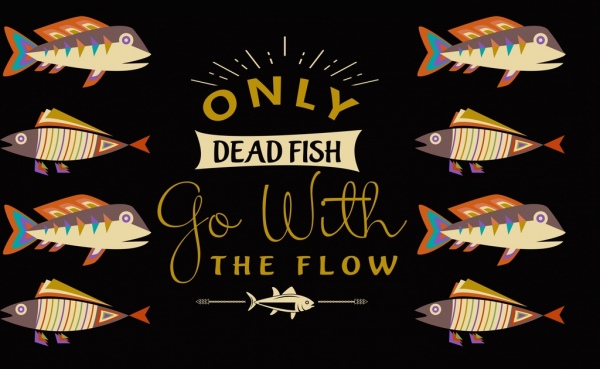 le décor de poissons morts banner tow direction calligraphie.