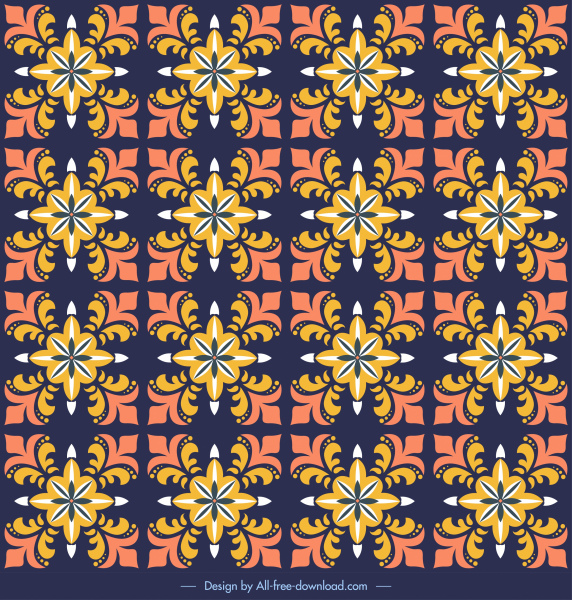 Decor Pattern Template Classical Repeating Symmetric Flora Sketch