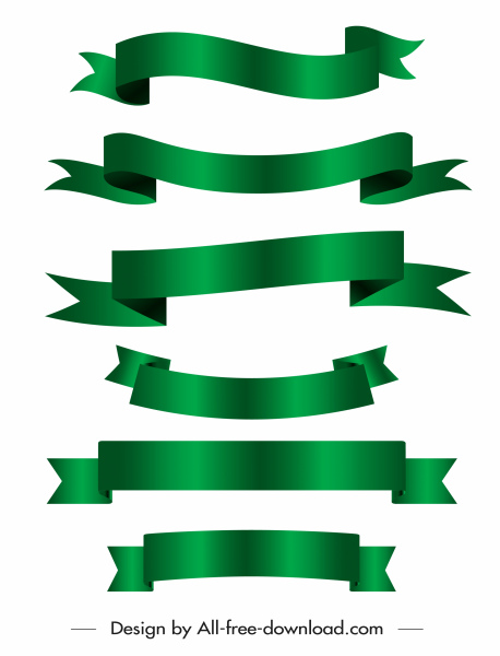 template pita dekorasi desain hijau mengkilap melengkung 3d