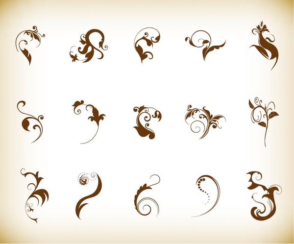 elementos de la decoración floral vector conjunto de gráficos