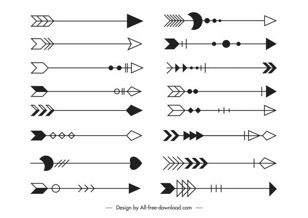 装飾矢印テンプレート古典的なフラット部族のスケッチ