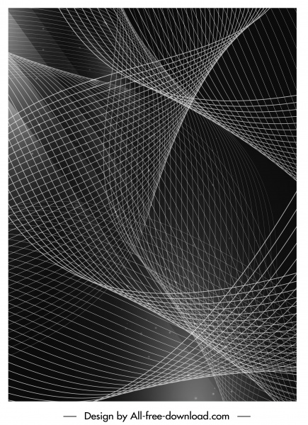 خلفية ديكور أسود أبيض الحديثة منحنيات ديناميكية 3D