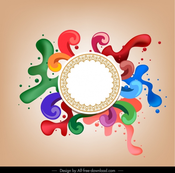 círculo de fundo decorativo rodopiado cores de tinta salpicado decoração