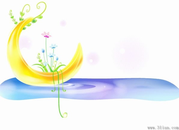 agua de flores de Media Luna Icono fondo decorativo decoración