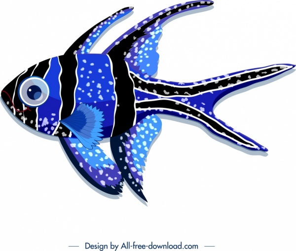 tło dekoracyjne ryb tematu niebieski czarny design
