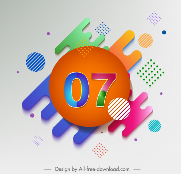 latar belakang dekoratif nomor geometris dekorasi berwarna-warni desain modern