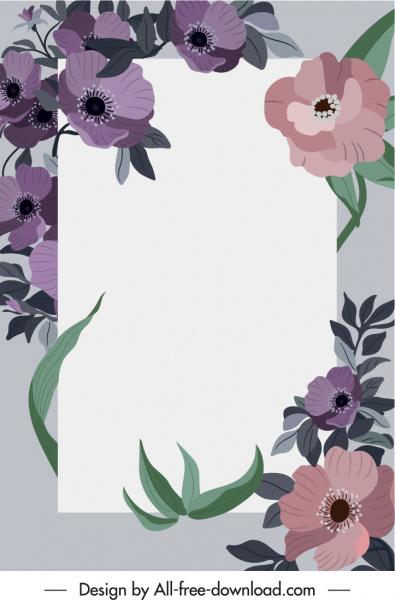 dekorative Hintergrund Vorlage blühende Blumen Skizze klassisches Design