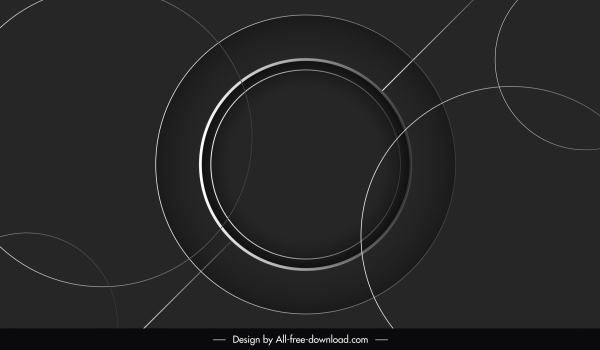 modelo de fundo decorativo escuro preto círculos planas esboço