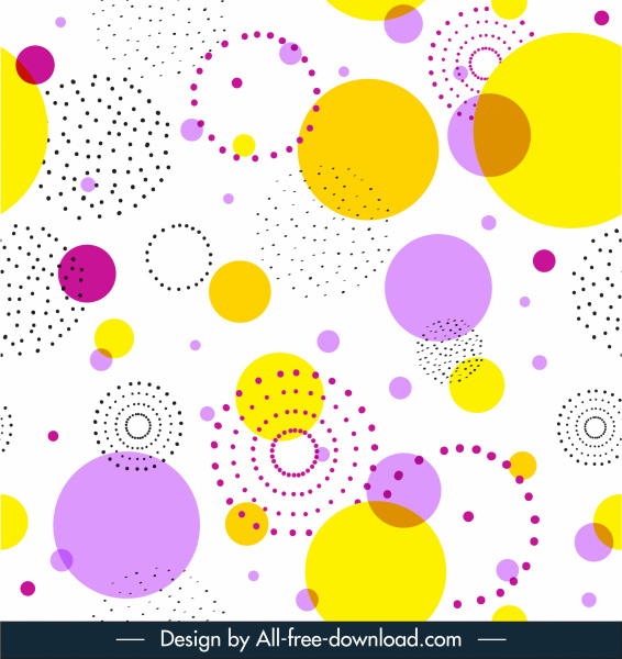 modelo de fundo decorativo esboço de círculos coloridos planos