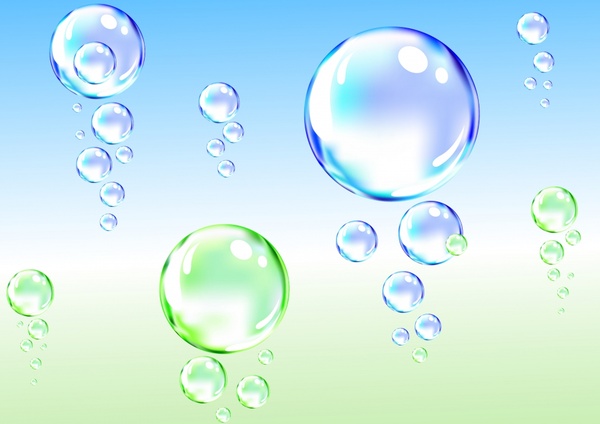 Fondo decorativo burbujas de agua transparente iconos decoración