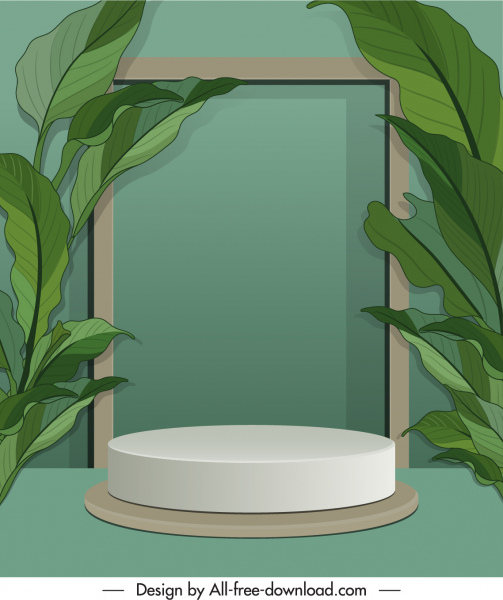 fondo decorativo 3D marco de escenario boceto hojas clásicas
