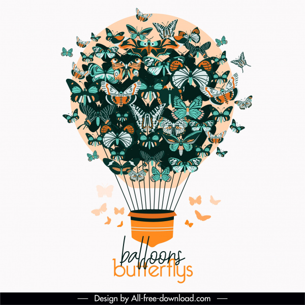 ornement décoratif de papillons de fond de ballon