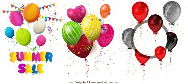 Dekoratif balon simgeler renkli olaylı tasarım