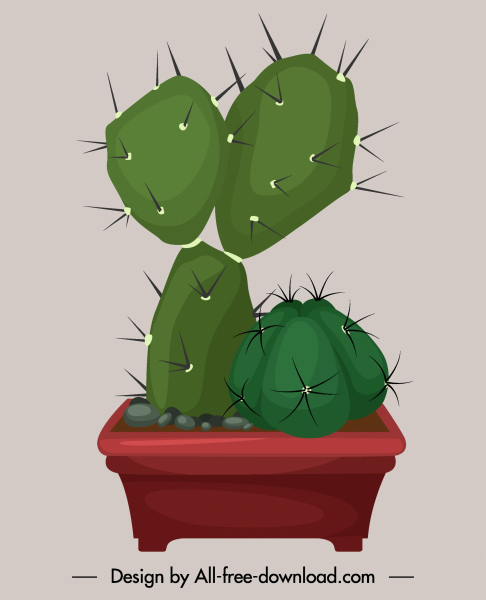 l'icône classique décorative de pot de plante de cactus a coloré