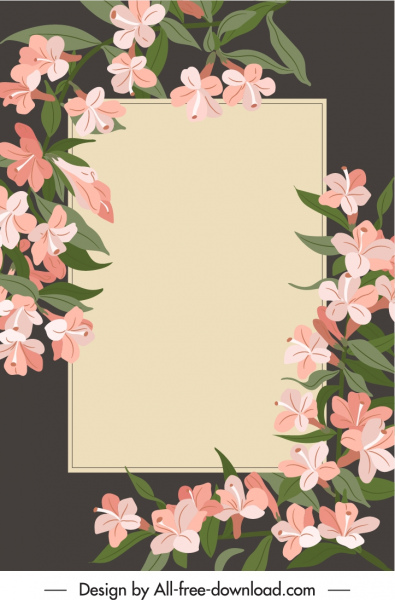 flores de fondo de tarjeta decorativa dibujan elegante clásico