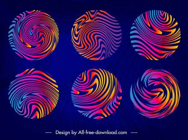 Decorative Circles Templates Colored Illusive Swirled Design