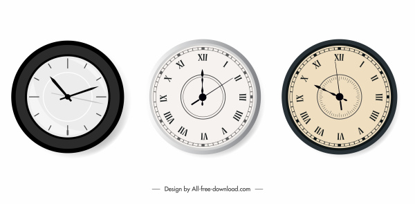 ícones de relógio decorativos formas de círculo modernos