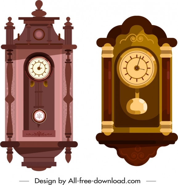 modelos de relógio decorativo coloridos projeto vintage