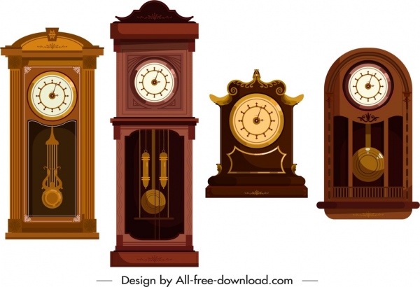 diseño marrón oscuro elegante del reloj decorativo plantillas
