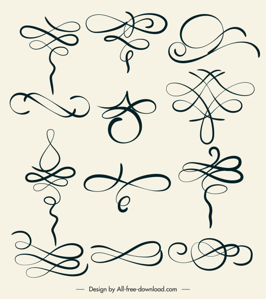 декоративные кривые шаблоны простых классических форм