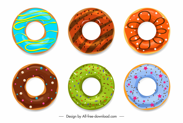 dekoratif donut simgeleri renkli daireler dekor