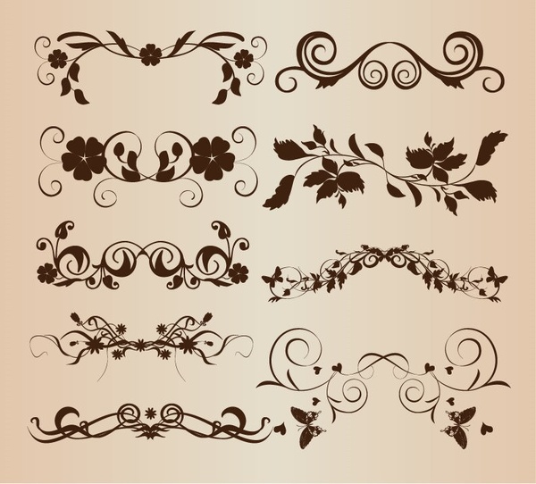 elementos decorativos de florales para diseño vectorial conjunto