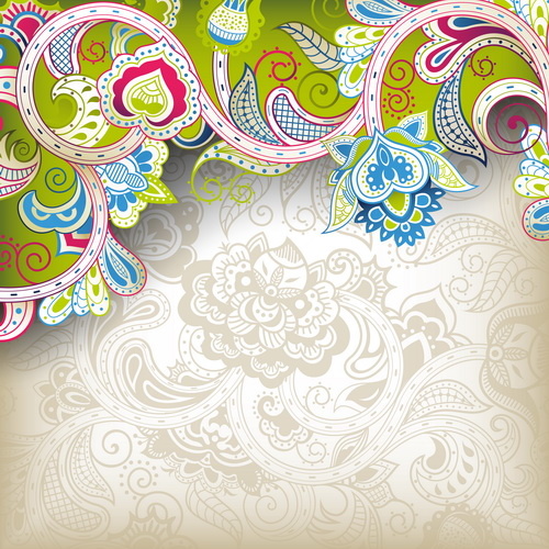 pola bunga dekoratif seni latar belakang vektor
