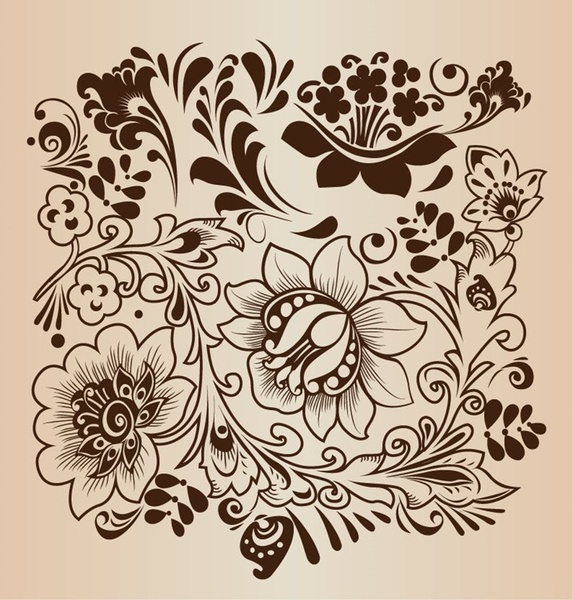 Ilustración de vector de patrón de flor decorativa