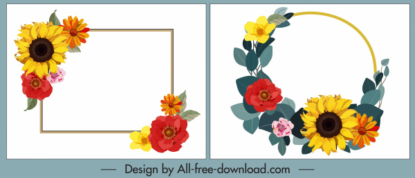 декоративные цветы шаблоны рамка венок эскиз красочный дизайн