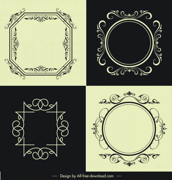marcos decorativos plantillas europeas diseño simétrico decoración retro